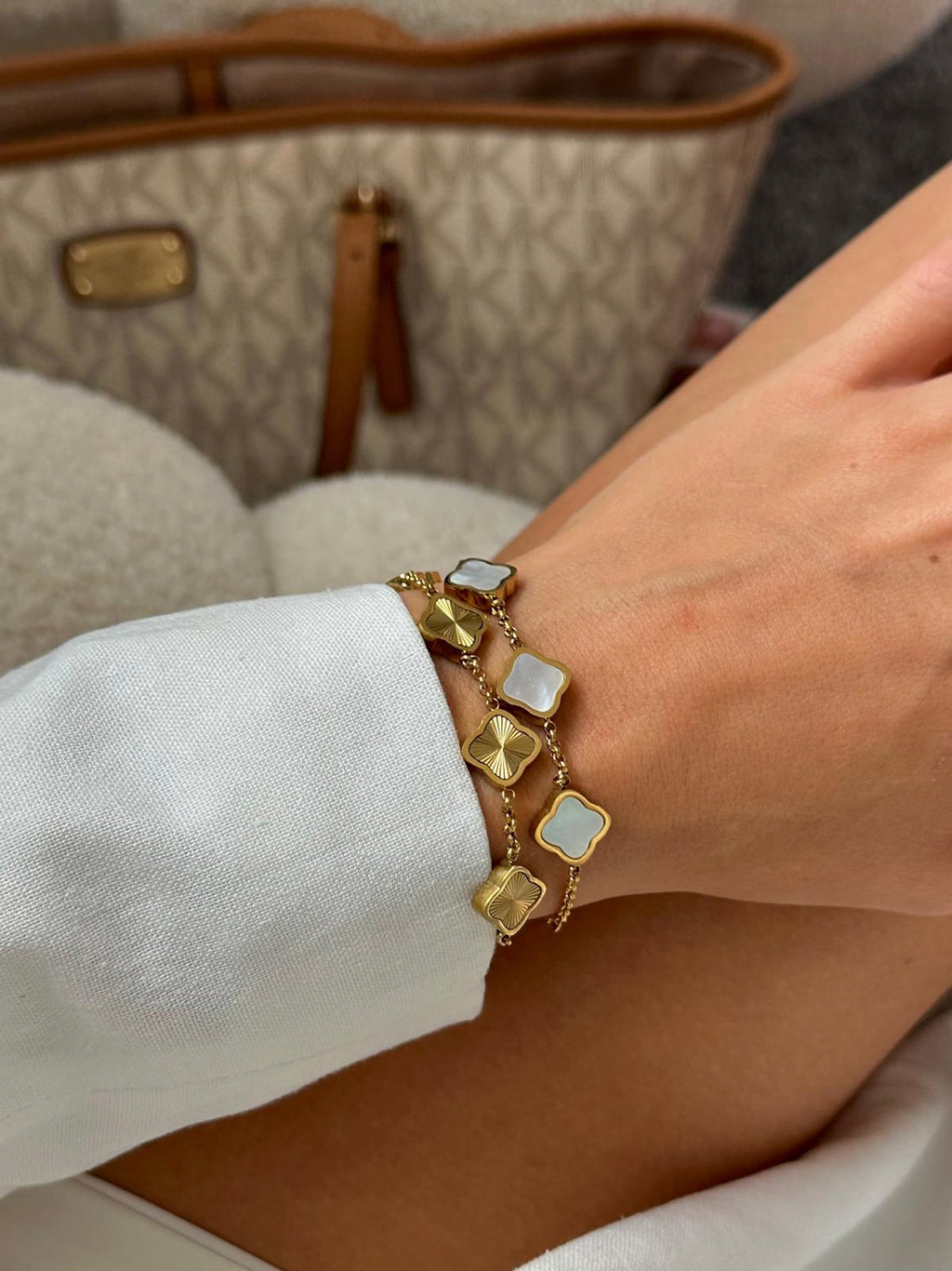 Celine Clover Bracelet - Black-Gold